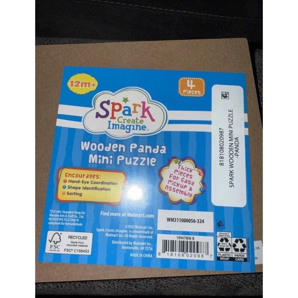 Spark Créate Imagine Wooden Walmart purple Panda Mini Puzzle Toodler Bear Jigsaw